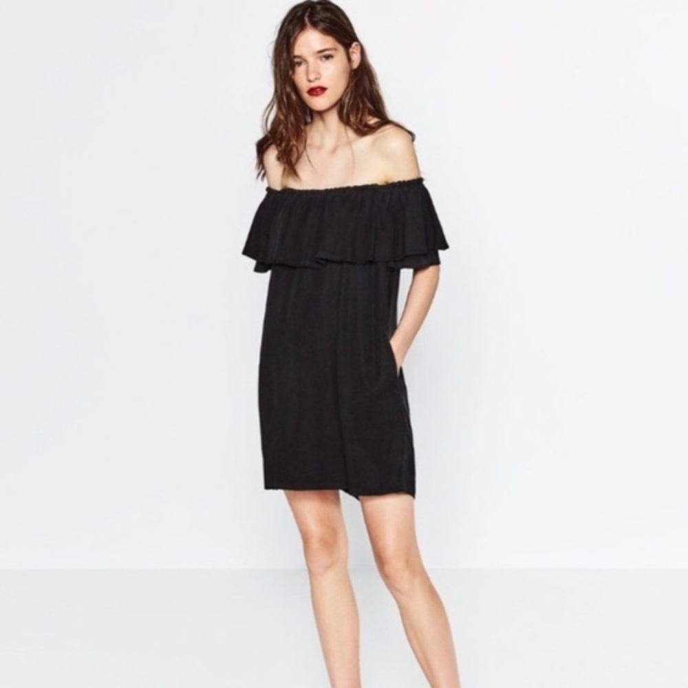 Zara Black Off-the-Shoulder Dress